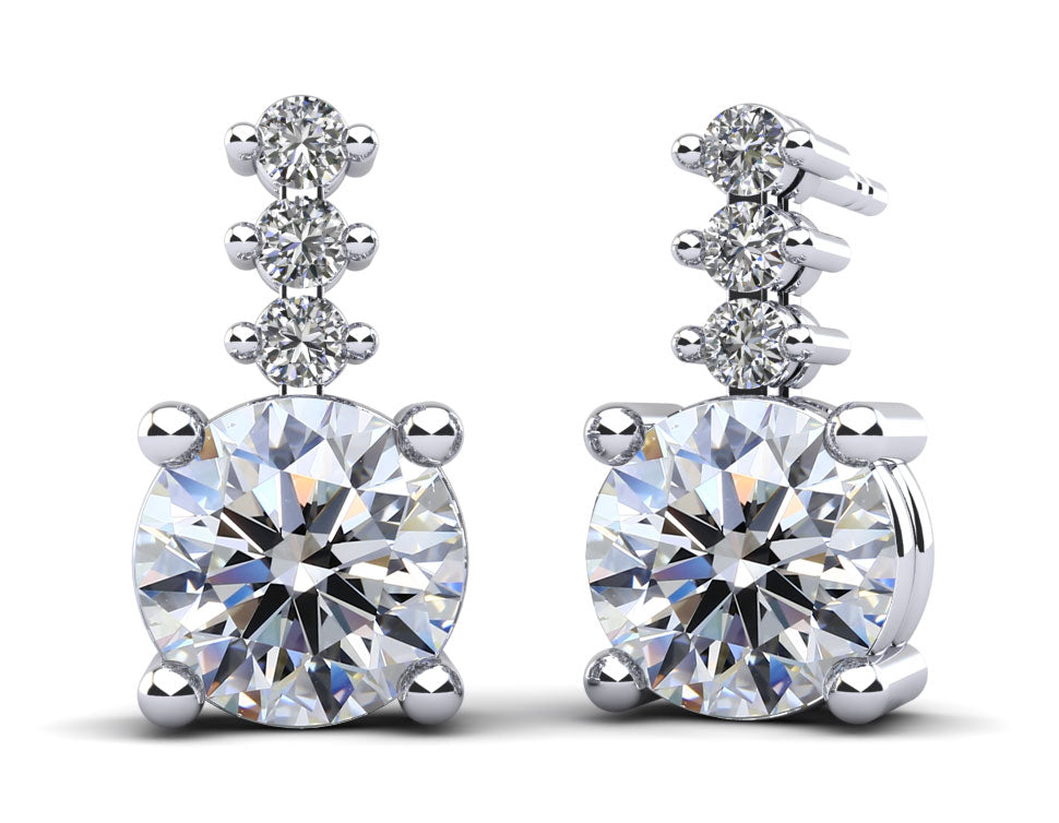 Brilliant Round Drop Diamond Earrings Diamond with 1.09 ct.(finished) 1.5mm, 5mm